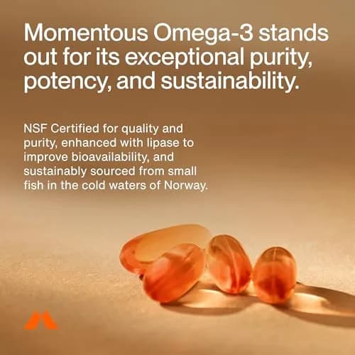 Momentous Omega-3 Fish Oil 1600mg | EPA & DHA Supplement, No Aftertaste, Unisex thumbnail 3