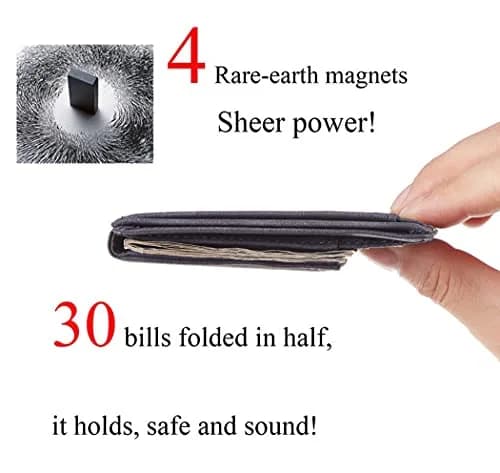 Toughergun Minimalist Wallet for Men with Magnetic Money Clip Leather Slim Wallet, Credit Card Holder RFID Blocking Front Pocket Holds Cash and Cards (Deep Grey) thumbnail 4