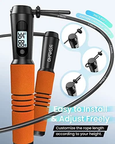 RENPHO Smart Jump Rope with Counter | App Data Tracking, LCD Display, Adjustable Length thumbnail 5