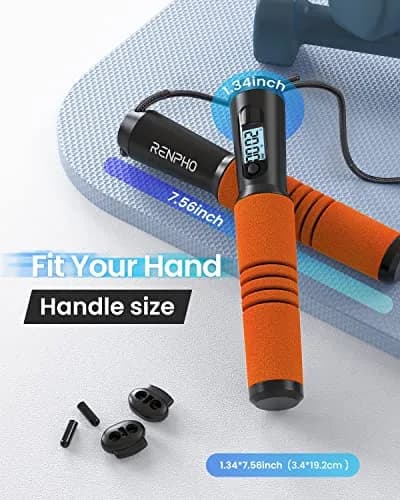 RENPHO Smart Jump Rope with Counter | App Data Tracking, LCD Display, Adjustable Length thumbnail 7