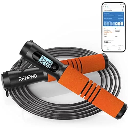 RENPHO Smart Jump Rope with Counter | App Data Tracking, LCD Display, Adjustable Length thumbnail 8