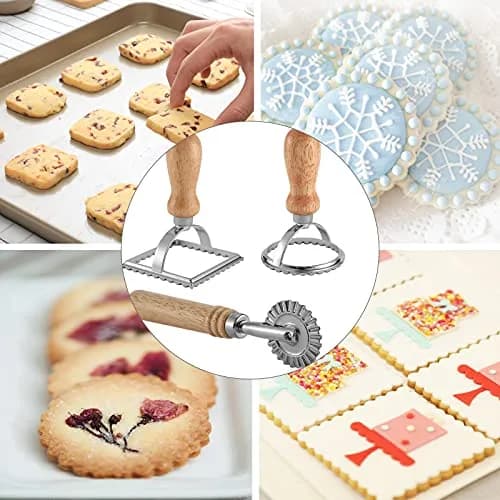 HSP-HSWITI Ravioli Maker Stamp Cutter Set with Wooden Handles | Aluminum & Wood, 3-Piece thumbnail 5