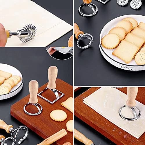 HSP-HSWITI Ravioli Maker Stamp Cutter Set with Wooden Handles | Aluminum & Wood, 3-Piece thumbnail 2