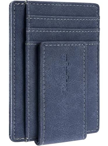 Toughergun Slim Wallet RFID Blocking Money Clip Navy Blue | Minimalist Front Pocket Credit Card Holder thumbnail 1