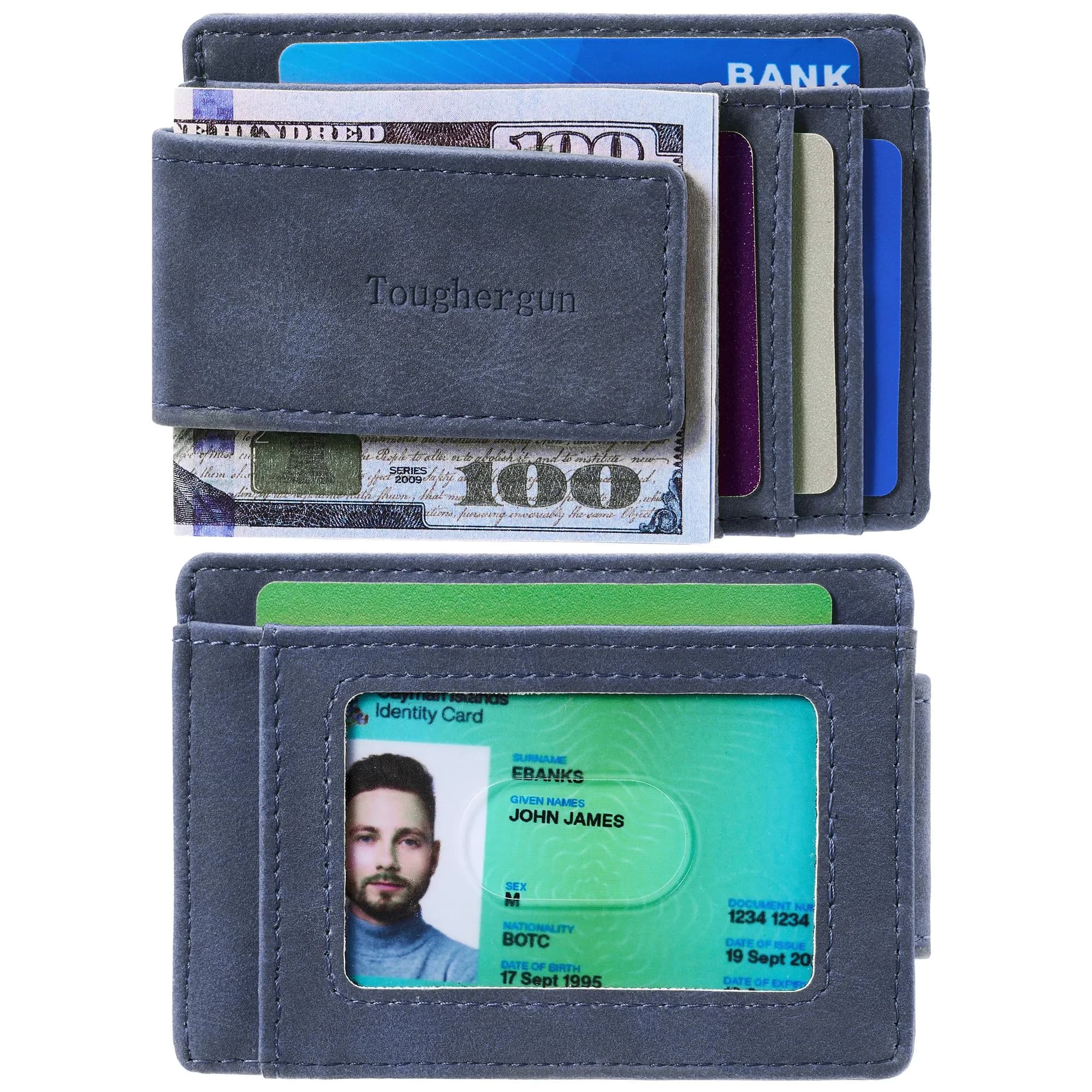 Toughergun Slim Wallet RFID Blocking Money Clip Navy Blue | Minimalist Front Pocket Credit Card Holder - view 2