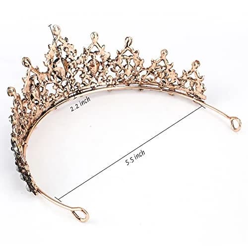 CAVETEE Gothic Crown Headpiece - Black Baroque Tiara with Vintage Rhinestones - Halloween & Bridal Occasions thumbnail 5