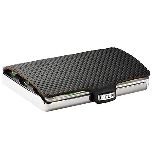 I-CLIP Stainless Steel Moneyclip Slim Wallet with Leather Cardholder, Polished Milanaise Black | Holds up to 10 Cards & Banknotes thumbnail 2