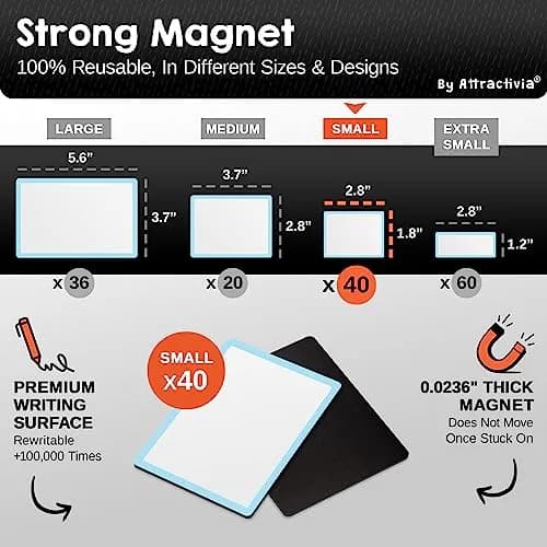 Attractivia Magnetic Labels 2.8 x 1.8 in | Rewritable Magnetic Labels for Office & Home thumbnail 3
