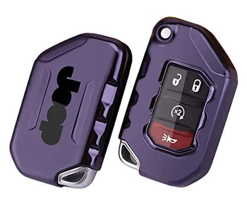 Horande Soft TPU Protector Key Fob Cover Case fit for Jeep Gladiator & Wrangler | Purple thumbnail 2