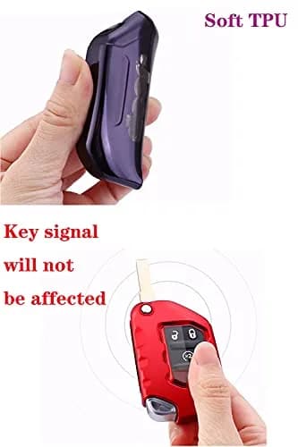Horande Soft TPU Protector Key Fob Cover Case fit for Jeep Gladiator & Wrangler | Purple thumbnail 3