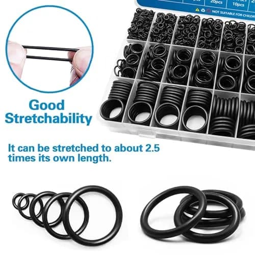 ZDBB Black Rubber O Ring Set 1120 Pcs | Assorted Metric Sealing Washers for Plumbing and Auto Repair thumbnail 7