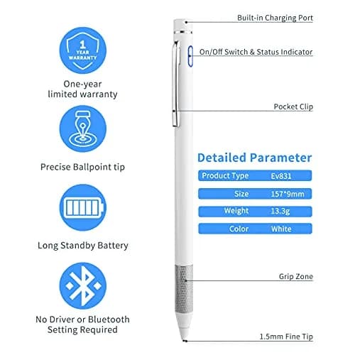 Minilabo Stylus Pen for iPhone 14/15/16/17 Pro Max | Ultra Fine 1.5mm Tip, White thumbnail 2