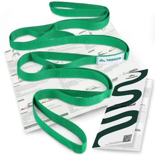 Trideer Stretching Strap with Loops & Leg Lifter | Non-Elastic PT-Style Physical Therapy Strap for Knee Rehab, Yoga & Mobility (75 inch, Green) thumbnail 1