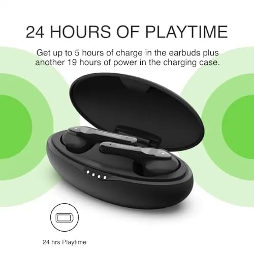 Belkin SOUNDFORM Move Plus Wireless Earbuds with Microphone | Bluetooth 5.0, IPX5, 5H Play, Wireless Charging Case, Black thumbnail 5