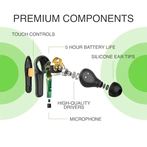 Belkin SOUNDFORM Move Plus Wireless Earbuds with Microphone | Bluetooth 5.0, IPX5, 5H Play, Wireless Charging Case, Black thumbnail 2
