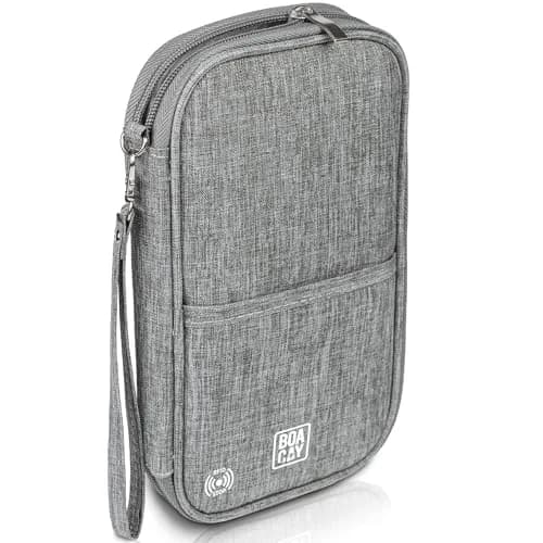 BOACAY RFID Blocking Travel Document Organizer with Wristlet, Family Passport Holder & Wallet - Quartz Gray thumbnail 1