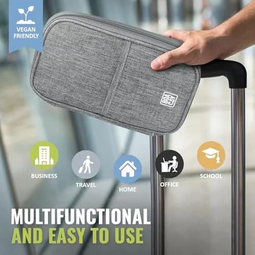 BOACAY RFID Blocking Travel Document Organizer with Wristlet, Family Passport Holder & Wallet - Quartz Gray thumbnail 6