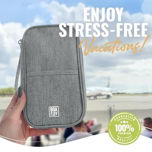 BOACAY RFID Blocking Travel Document Organizer with Wristlet, Family Passport Holder & Wallet - Quartz Gray thumbnail 7