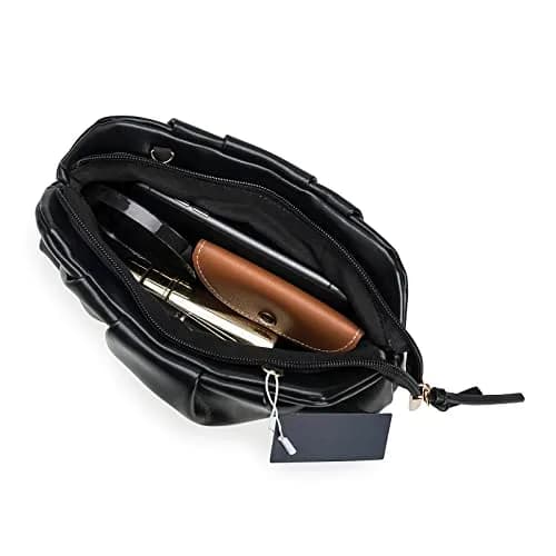 CHARMING TAILOR Chic Vegan Leather Clutch Bag for Women | Elegant Pleated Evening Purse in Black thumbnail 6