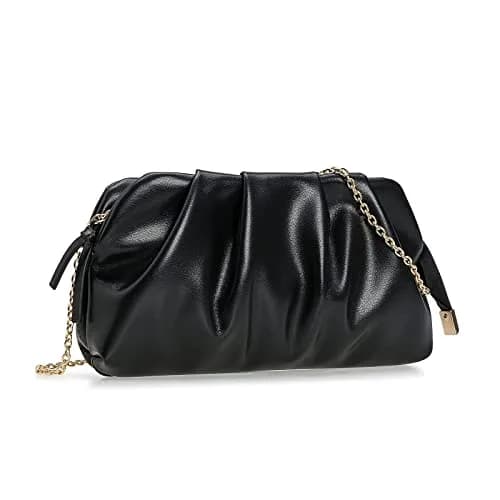 CHARMING TAILOR Chic Vegan Leather Clutch Bag for Women | Elegant Pleated Evening Purse in Black thumbnail 2
