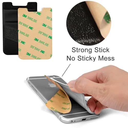 Hoblaze Stretchy Phone Wallet Card Holder with Finger Strap - Black 2-in-1 | Holds 5-8 Cards thumbnail 6