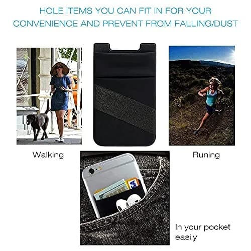 Hoblaze Stretchy Phone Wallet Card Holder with Finger Strap - Black 2-in-1 | Holds 5-8 Cards thumbnail 8