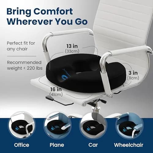 Everlasting Comfort Donut Pillow for Tailbone Pain Relief 33cm (13in) | Ergonomic Seat Cushion for Coccyx Pain thumbnail 6