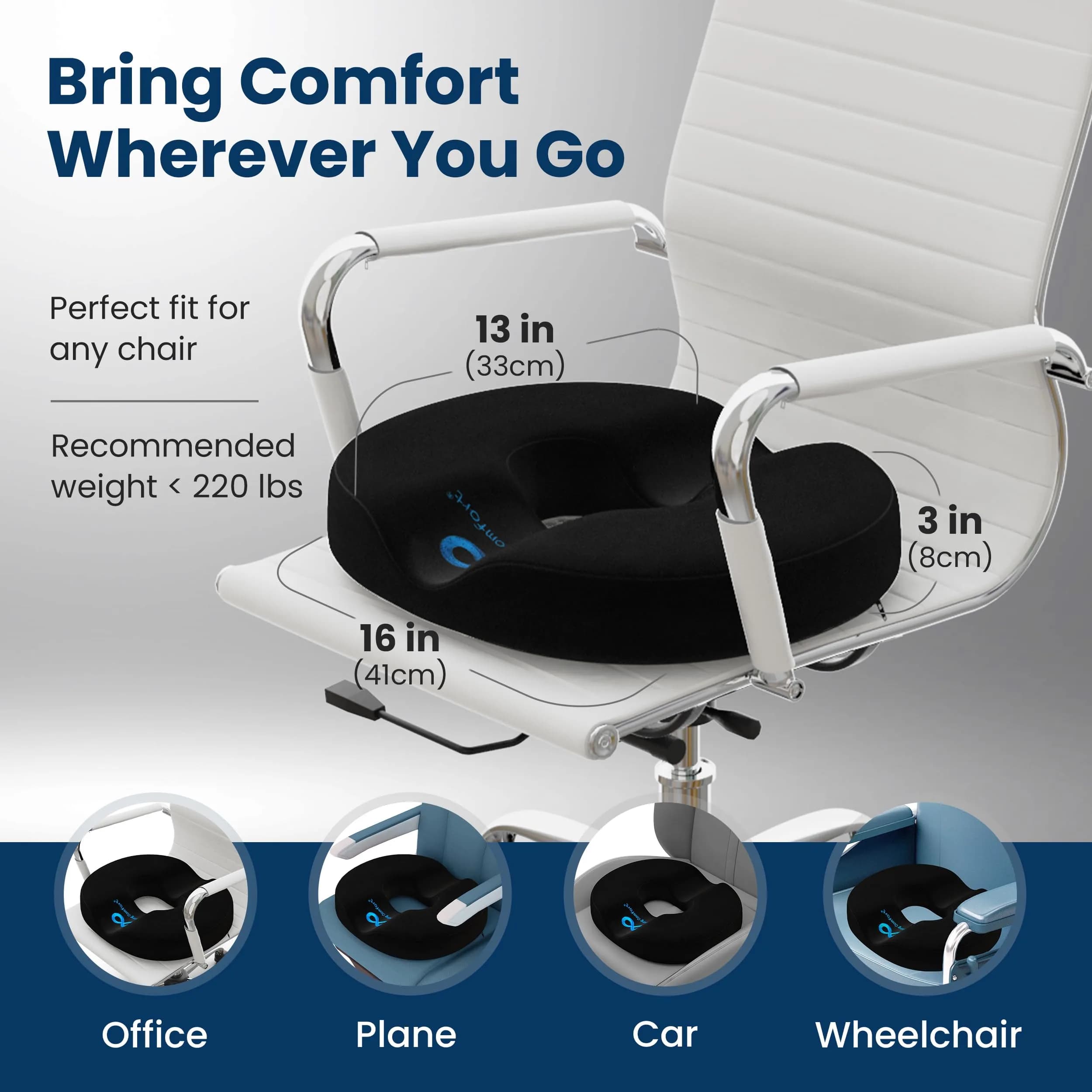 Everlasting Comfort Donut Pillow for Tailbone Pain Relief 33cm (13in) | Ergonomic Seat Cushion for Coccyx Pain - view 6