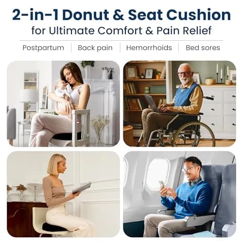 Everlasting Comfort Donut Pillow for Tailbone Pain Relief 33cm (13in) | Ergonomic Seat Cushion for Coccyx Pain thumbnail 2