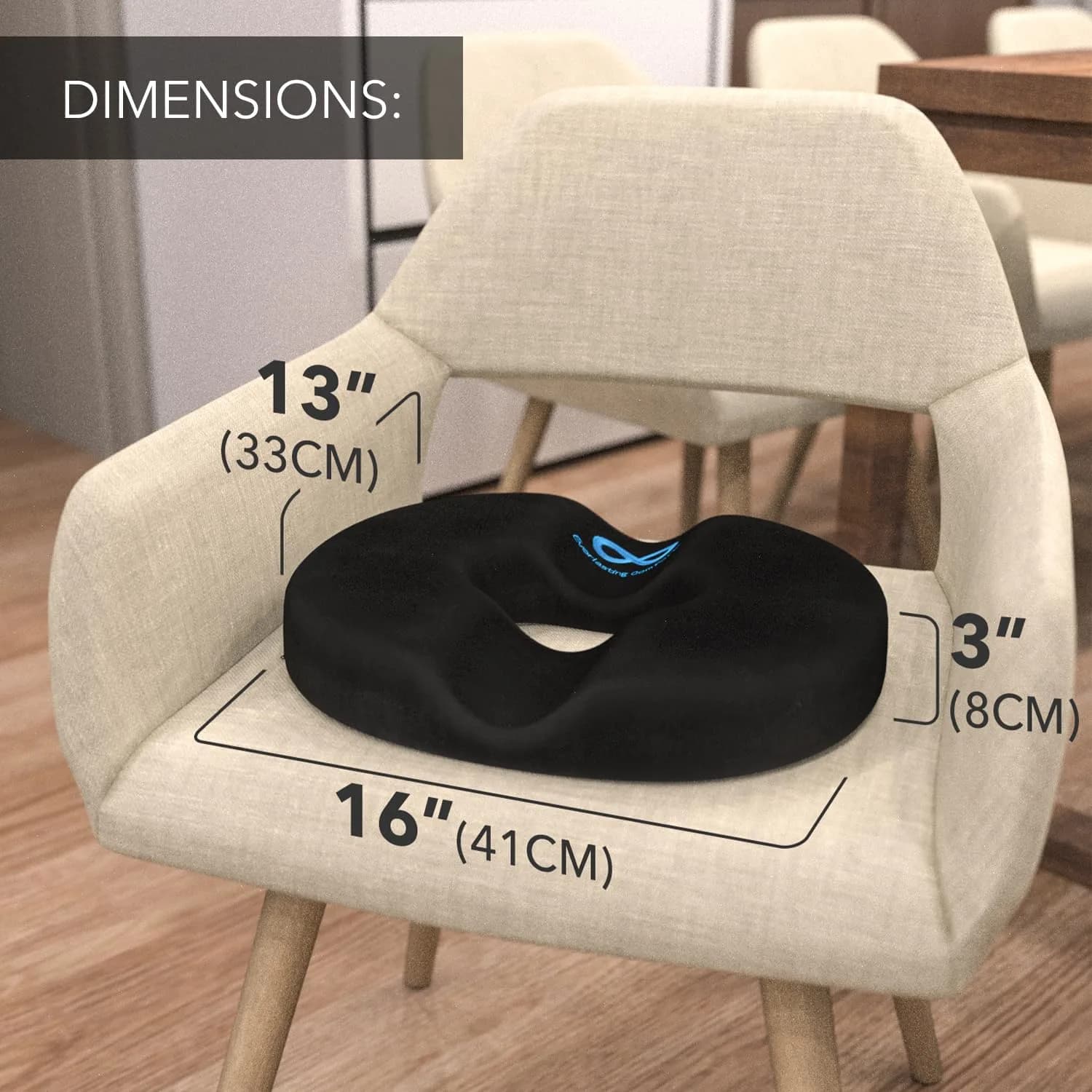 Everlasting Comfort Donut Pillow for Tailbone Pain Relief 33cm (13in) | Ergonomic Seat Cushion for Coccyx Pain - view 3