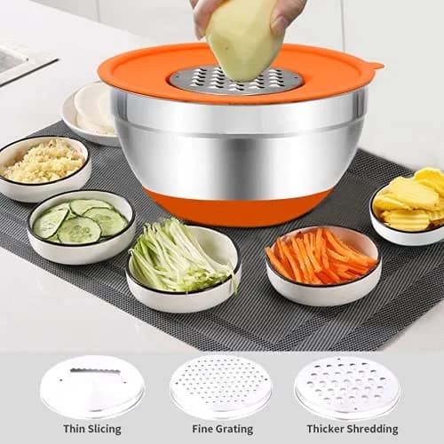 Rottay 20PCS Stainless Steel Mixing Bowls with Airtight Lids Set | Space-Saving Nesting Bowls for Kitchen & Baking thumbnail 2