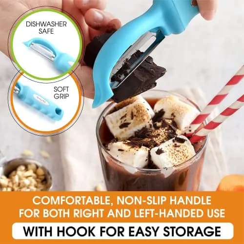 Spring Chef Swivel Potato Peeler with Soft Grip Handle, Aqua Sky | Dual Stainless Steel Blades, Ergonomic Design thumbnail 6