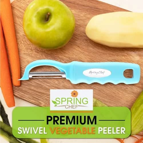 Spring Chef Swivel Potato Peeler with Soft Grip Handle, Aqua Sky | Dual Stainless Steel Blades, Ergonomic Design thumbnail 7