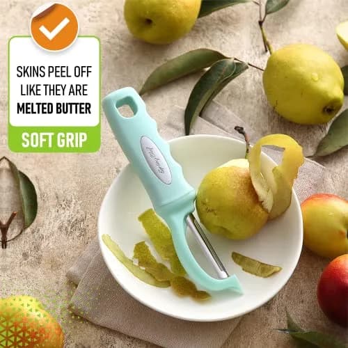 Spring Chef Swivel Vegetable Peeler Mint | Ergonomic Soft Grip Handle, Stainless Steel Blades thumbnail 4