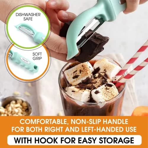 Spring Chef Swivel Vegetable Peeler Mint | Ergonomic Soft Grip Handle, Stainless Steel Blades thumbnail 6