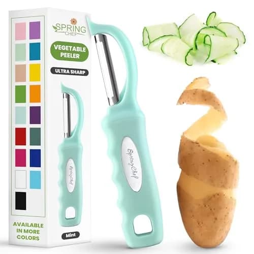 Spring Chef Swivel Vegetable Peeler Mint | Ergonomic Soft Grip Handle, Stainless Steel Blades thumbnail 1