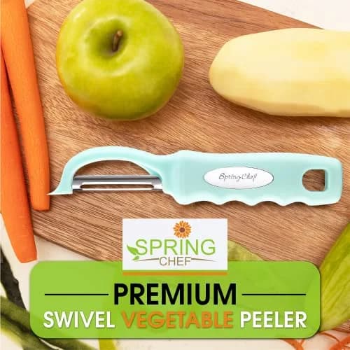 Spring Chef Swivel Vegetable Peeler Mint | Ergonomic Soft Grip Handle, Stainless Steel Blades thumbnail 7