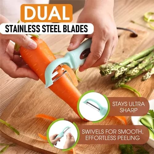 Spring Chef Swivel Vegetable Peeler Mint | Ergonomic Soft Grip Handle, Stainless Steel Blades thumbnail 2