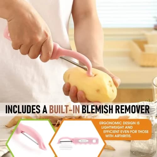 Spring Chef Swivel Vegetable Peeler with Soft Grip Handle, Pink Lemonade | 19.1 cm (7.5") thumbnail 5