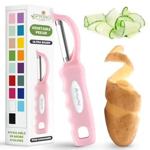 Spring Chef Swivel Vegetable Peeler with Soft Grip Handle, Pink Lemonade | 19.1 cm (7.5") thumbnail 1