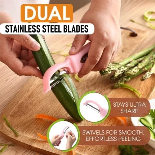 Spring Chef Swivel Vegetable Peeler with Soft Grip Handle, Pink Lemonade | 19.1 cm (7.5") thumbnail 2