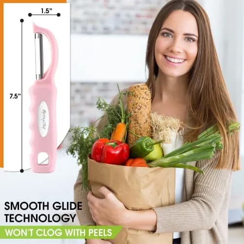 Spring Chef Swivel Vegetable Peeler with Soft Grip Handle, Pink Lemonade | 19.1 cm (7.5") thumbnail 3