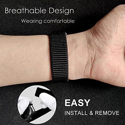 Abanen Woven Nylon Watch Band for Garmin Fenix 8 47mm/ Instinct 3 45mm (22mm, Black) | Quick Release Sport Strap thumbnail 7
