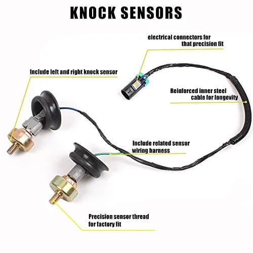 muge racing Knock Sensors with Wiring Harness Kit | Compatible with Chevy Silverado Tahoe Suburban Avalanche GMC Sierra Yukon Cadillac 5.3 thumbnail 2
