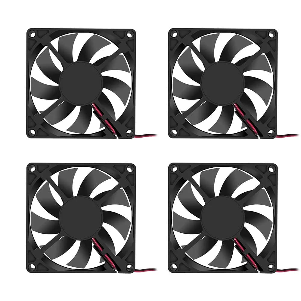 DORHEA 80x80x15mm Fan 12V 2Pin DC Brushless Cooling Case Fan for PC CPU Radiator (4-Pack) — 8015 12V