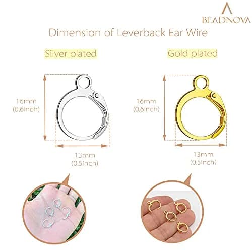 BEADNOVA Leverback Earring Hooks 80pcs Gold & Silver | Jewelry Making Craft Supplies thumbnail 2