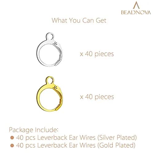 BEADNOVA Leverback Earring Hooks 80pcs Gold & Silver | Jewelry Making Craft Supplies thumbnail 3