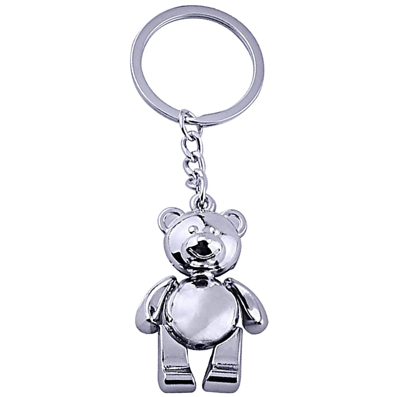 Katenpid Silver Keychain with Removable Limbs | Cute Metal Teddy Bear Accessory (70-120 chars) — Silver