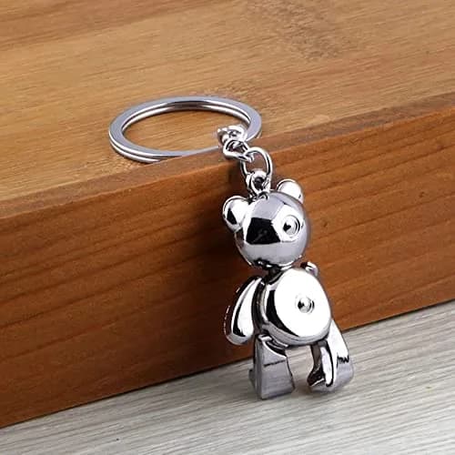 Katenpid Silver Keychain with Removable Limbs | Cute Metal Teddy Bear Accessory (70-120 chars) thumbnail 3