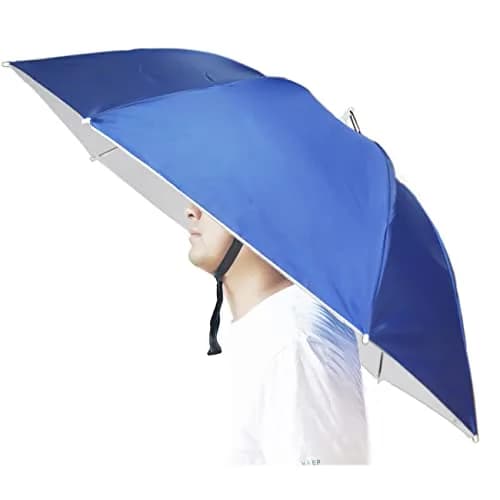 Bocampty Umbrella Hat, 37 inch Diameter, Blue | Hands-Free UV Protection for Fishing & Outdoors — Blue